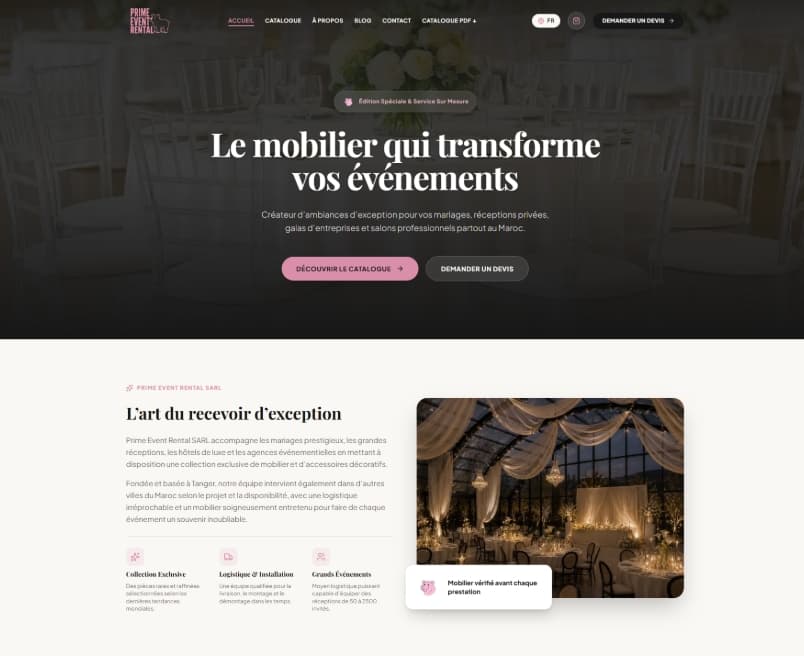 Prime Event Rental — Plateforme catalogue, devis & acquisition digitale